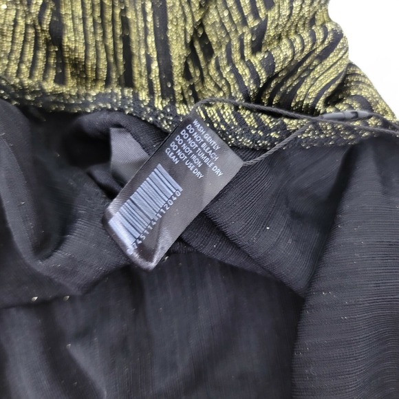 Dream Bandits S Tell Me Gold Metallic Stripe‎ Cold Shoulder Bodysuit Mock Neck - Picture 9 of 12